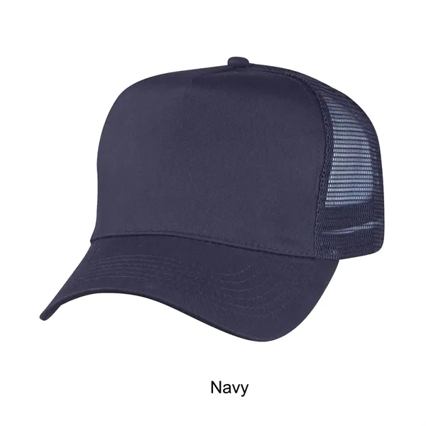 Navy Blue color option for 5 Panel Structured Cotton Twill Mesh Back Trucker Cap