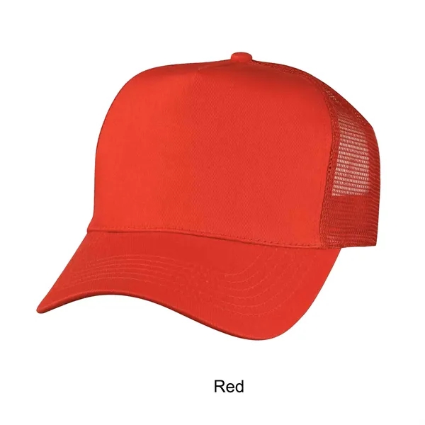 Red color option for 5 Panel Structured Cotton Twill Mesh Back Trucker Cap