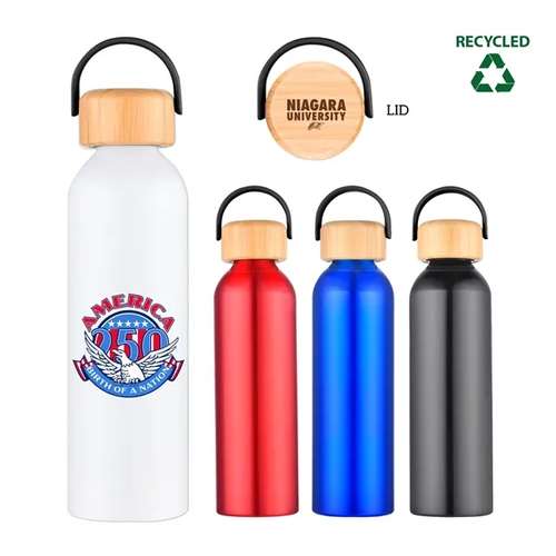 Main photo of 24 Oz. Aluminum Water Bottle With Bamboo Lid & Carry Handle