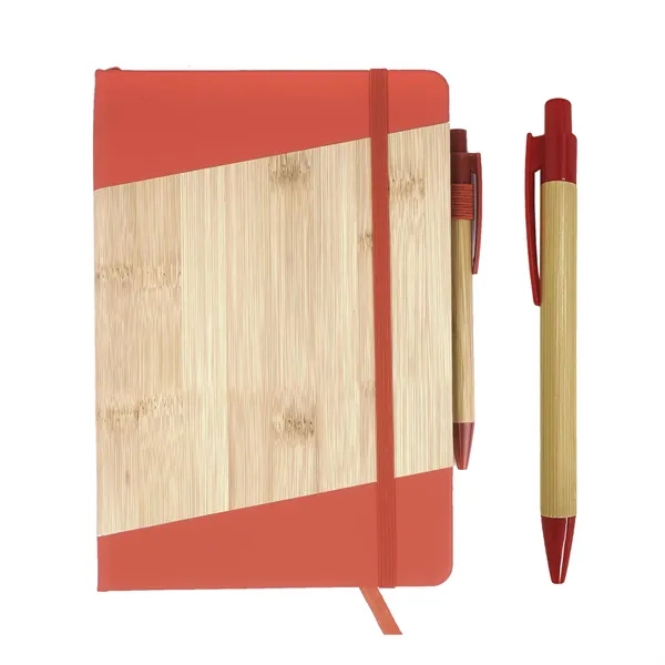 Red color option for Bamboo Stylish A5 Notebook Set