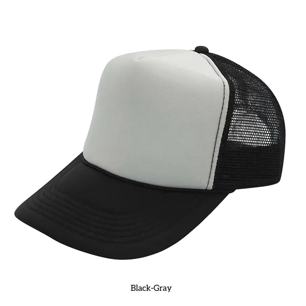 Black-Gray color option for Classic Foam Front 5 Panel Trucker Hat With Mesh Back