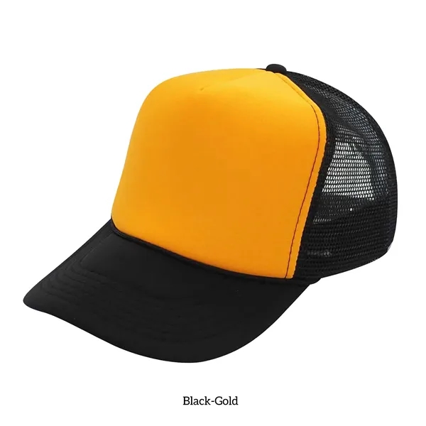 Brown-Beige color option for Classic Foam Front 5 Panel Trucker Hat With Mesh Back