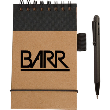 Natural Brown With Black Strip color option for Eco Pocket Jotter With Micro Pen