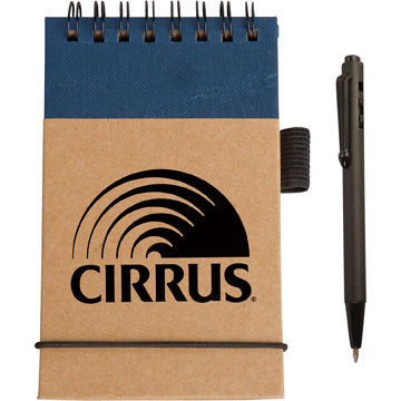 Natural Brown With Blue Strip color option for Eco Pocket Jotter With Micro Pen