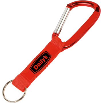 Red color option for Key Tag Carabiner With Strap And Pvc Patch