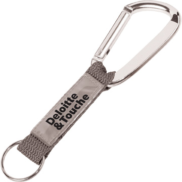 Silver color option for Key Tag Carabiner With Strap And Pvc Patch
