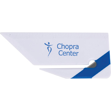 White With Blue Stripe color option for Mini Letter Opener With Ruler