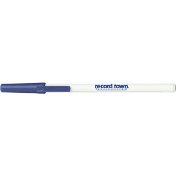 White Barrel/Blue Cap color option for Stick Pen With Gold Tip