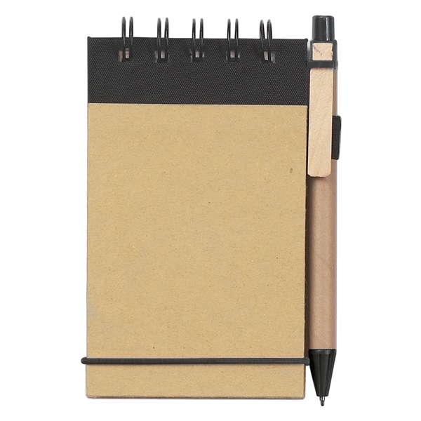 Natural With Black color option for Eco Inspired Spiral Jotter & Pen