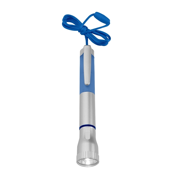 Silver/Blue color option for Flashlight With Light Up Pen