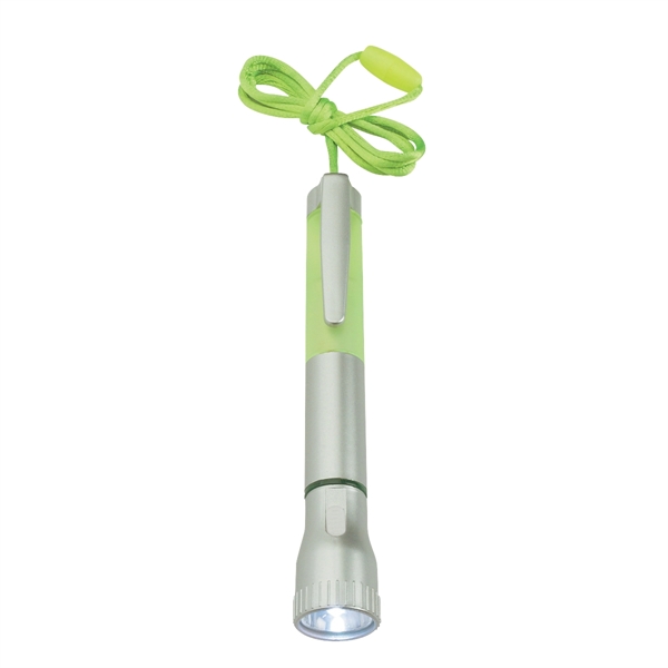Silver/Lime color option for Flashlight With Light Up Pen