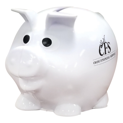 White color option for Mini Plastic Piggy Bank