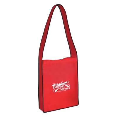 Red color option for Non Woven Messenger Tote With Hook And Loop Closure