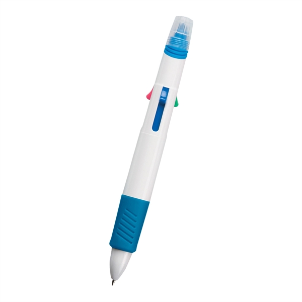 White With Blue color option for Quatro Pen With Highlighter