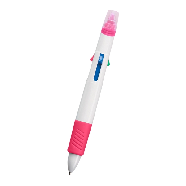 White With Pink color option for Quatro Pen With Highlighter