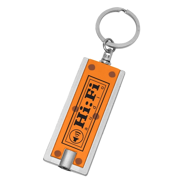 Orange/Silver color option for Rectangular Led Key Chain