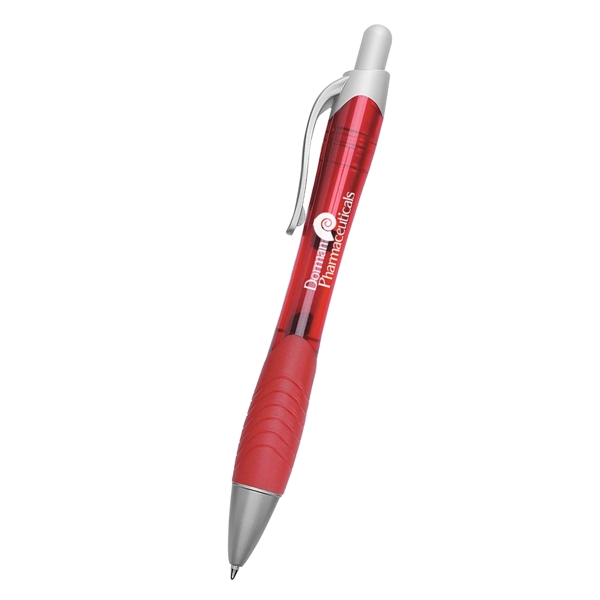 Translucent Red color option for Rio Ballpoint Pen With Contoured Rubber Grip