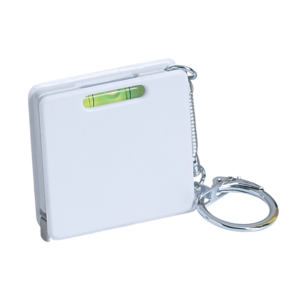 WHITE color option for Square Level Tape Measure Key Tag