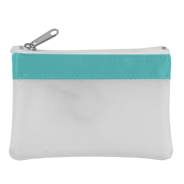 Frost White/Teal color option for Zippered Coin Pouch