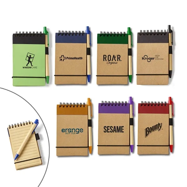 Orange-Kraft Brown color option for Eco Mini Jotter & Pen