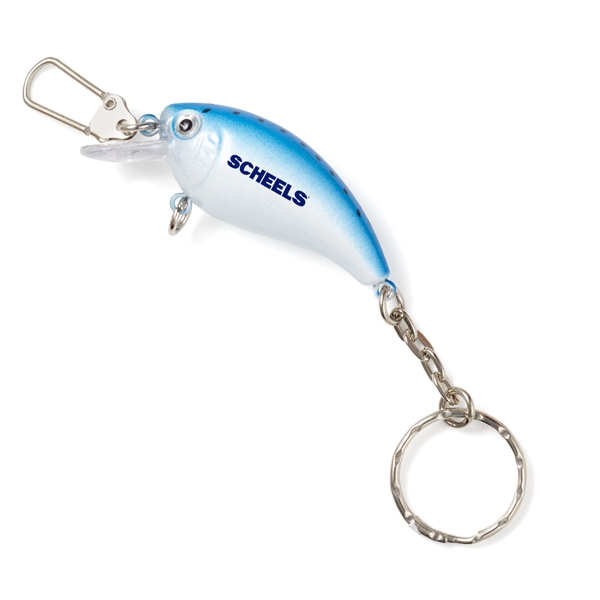 White Blue color option for Fishing Lure Keychain With Clasp