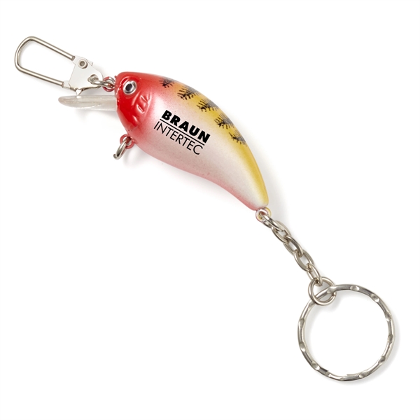 White Red Yellow color option for Fishing Lure Keychain With Clasp