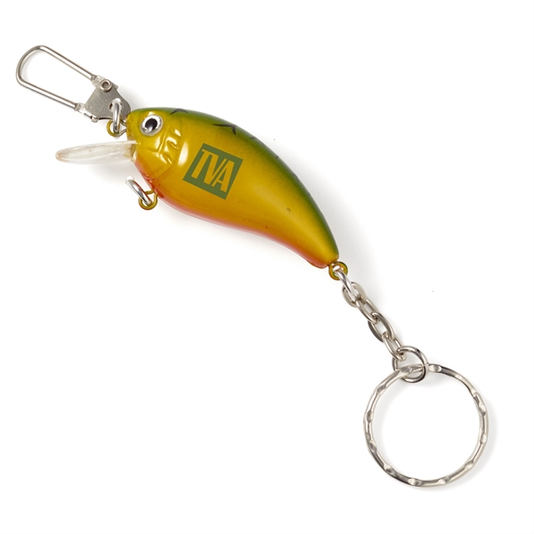 Yellow Orange Green color option for Fishing Lure Keychain With Clasp