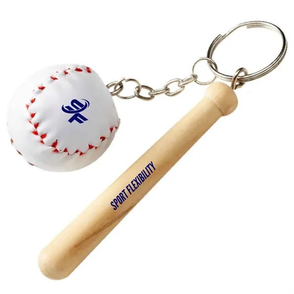 Wood color option for Baseball & Bat Keychain