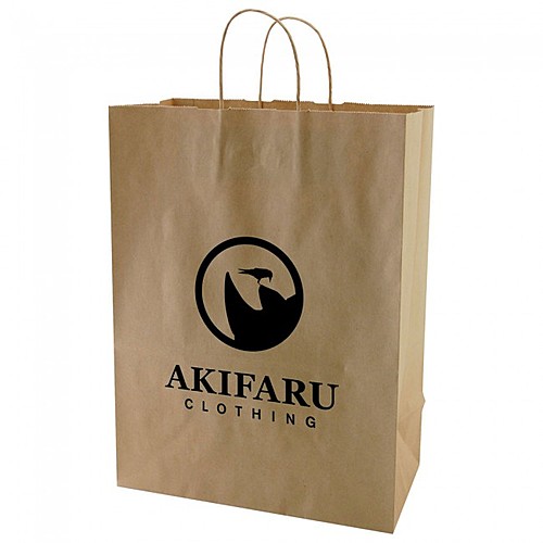 Photo of 50% Recycled Natural Kraft Shopping Bags   13" X 17.5"