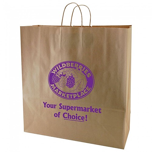 Photo of 50% Recycled Natural Kraft Shopping Bags   18" X 18.75"