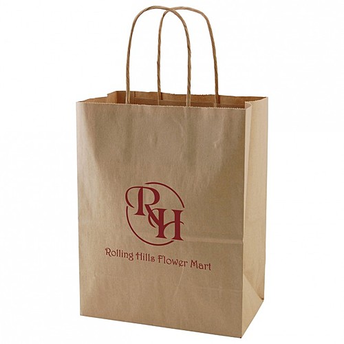 Photo of 50% Recycled Natural Kraft Shopping Bags   8" X 10.5"
