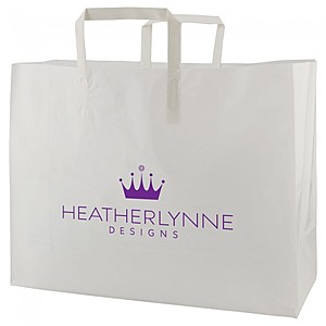 Photo of Clear Frosted Tri Fold Handle Shopping Bags   16" X 12"