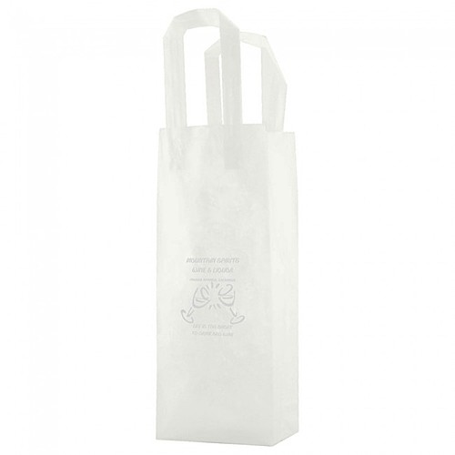 Photo of Clear Frosted Tri Fold Handle Shopping Bags   5.25" X 13"