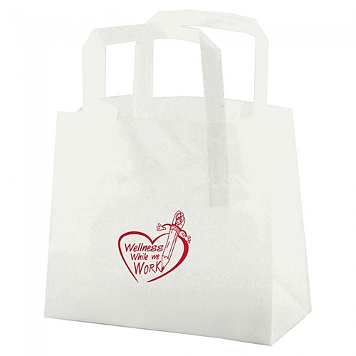 Photo of Clear Frosted Tri Fold Handle Shopping Bags   8" X 7"