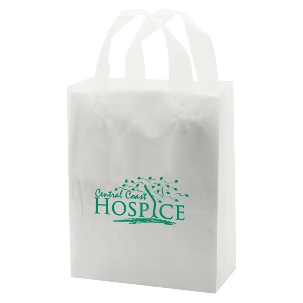 Clear color option for Frosted Soft Loop Handle Bags 8" X 10"