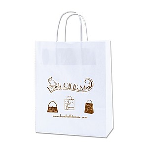 Photo of White Kraft Shopping Bags   10" X 12.5"