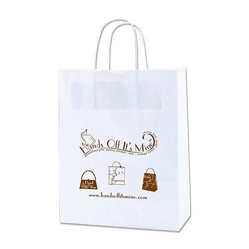 Photo of White Kraft Shopping Bags   10" X 12.5"