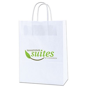 Photo of White Kraft Shopping Bags   10" X 13.5"