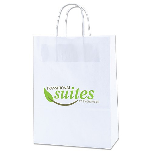 Photo of White Kraft Shopping Bags   10" X 13.5"