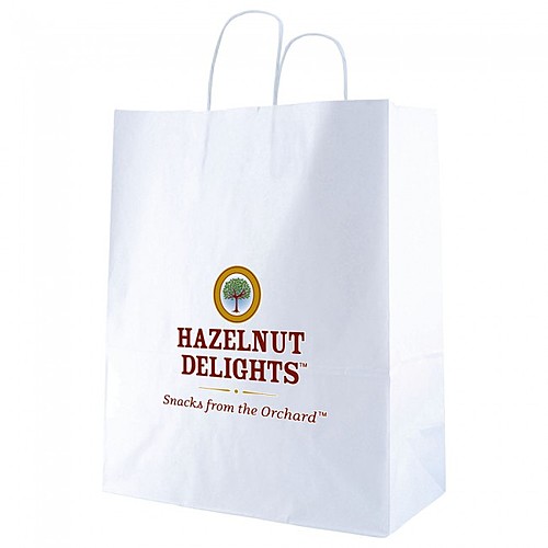 Photo of White Kraft Shopping Bags   13" X 15.75"