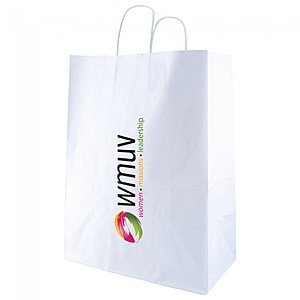 Photo of White Kraft Shopping Bags   13" X 17.5"