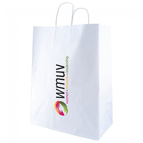 Photo of White Kraft Shopping Bags   13" X 17.5"