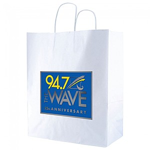 Photo of White Kraft Shopping Bags   14" X 16.25"