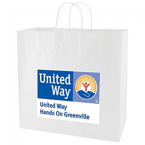 Photo of White Kraft Shopping Bags  16" X 15.75"