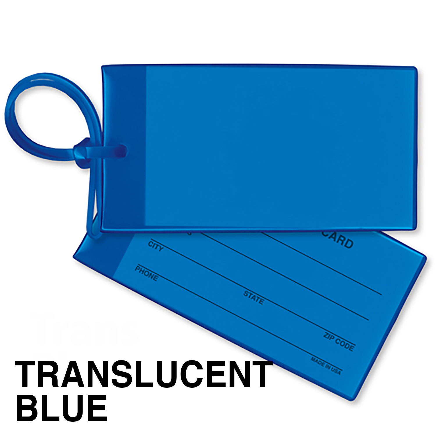 Trans Blue color option for Bag & Luggage Tag   Business Card Insert  Spot Color