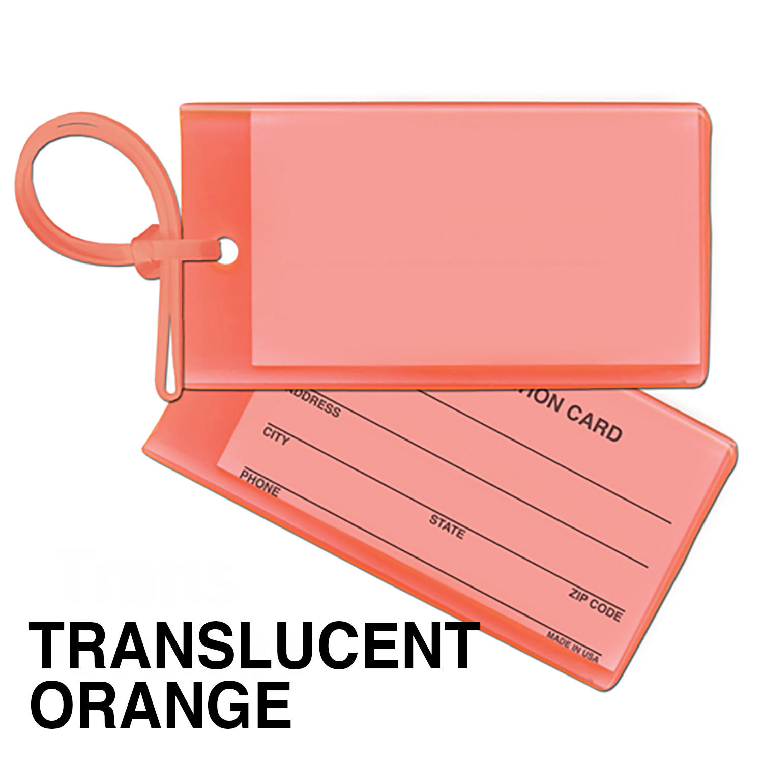 Trans Orange color option for Bag & Luggage Tag   Business Card Insert  Spot Color