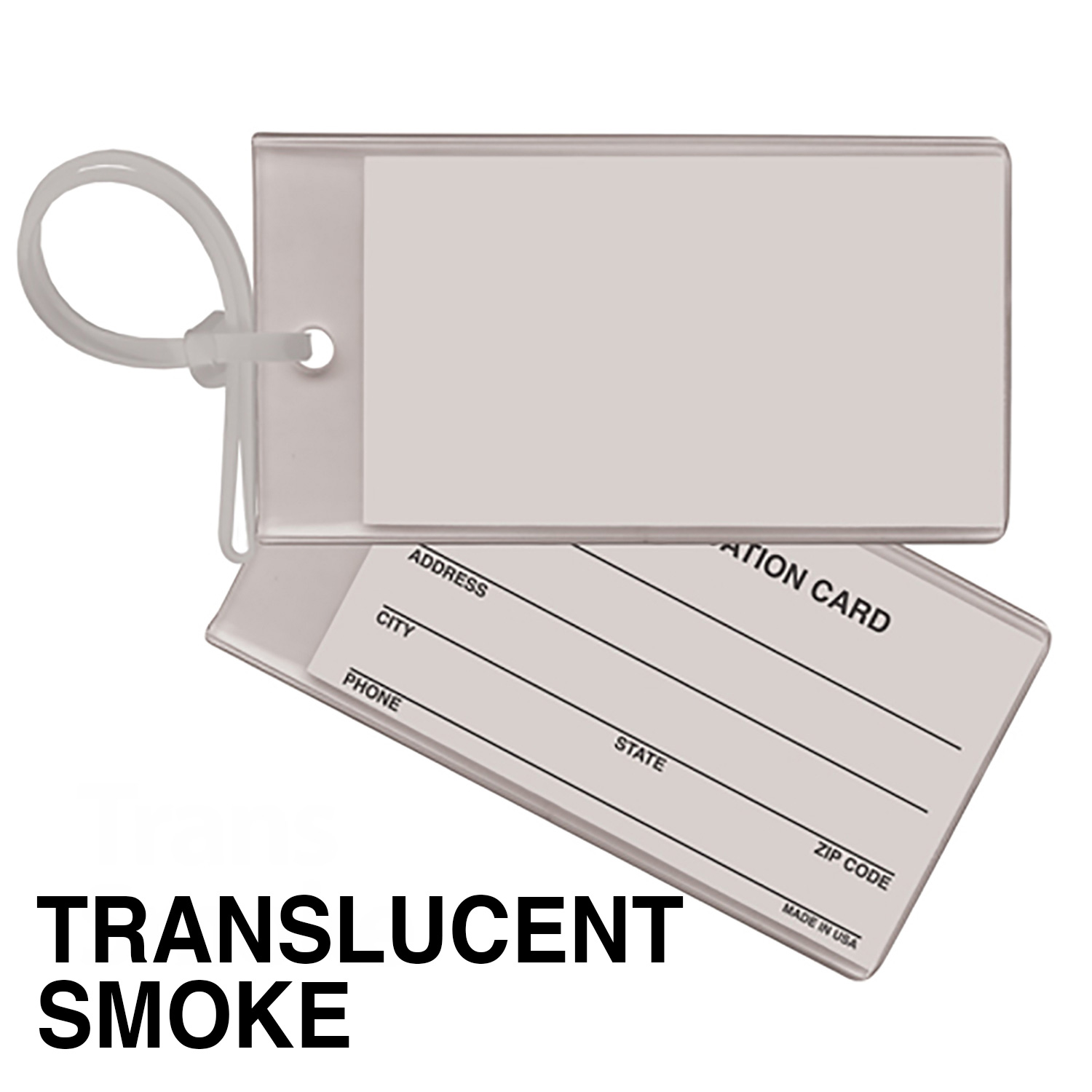Trans Smoke color option for Bag & Luggage Tag   Business Card Insert  Spot Color