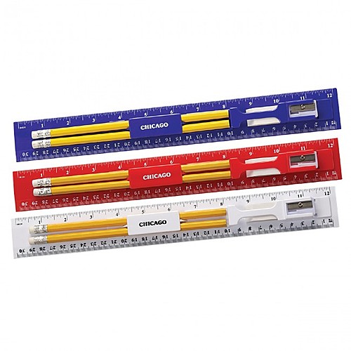 Main photo of 12 Inch Plastic Ruler Stationery Kit With Pencil, Eraser And Sharpener