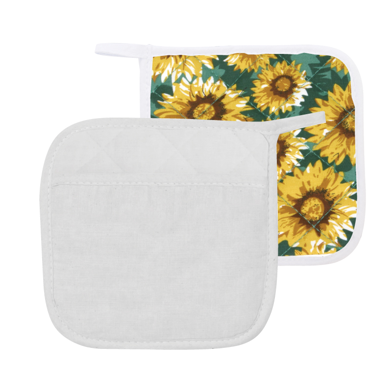 White & Sunflower color option for Quilted & Padded Pot Holder Trivet
