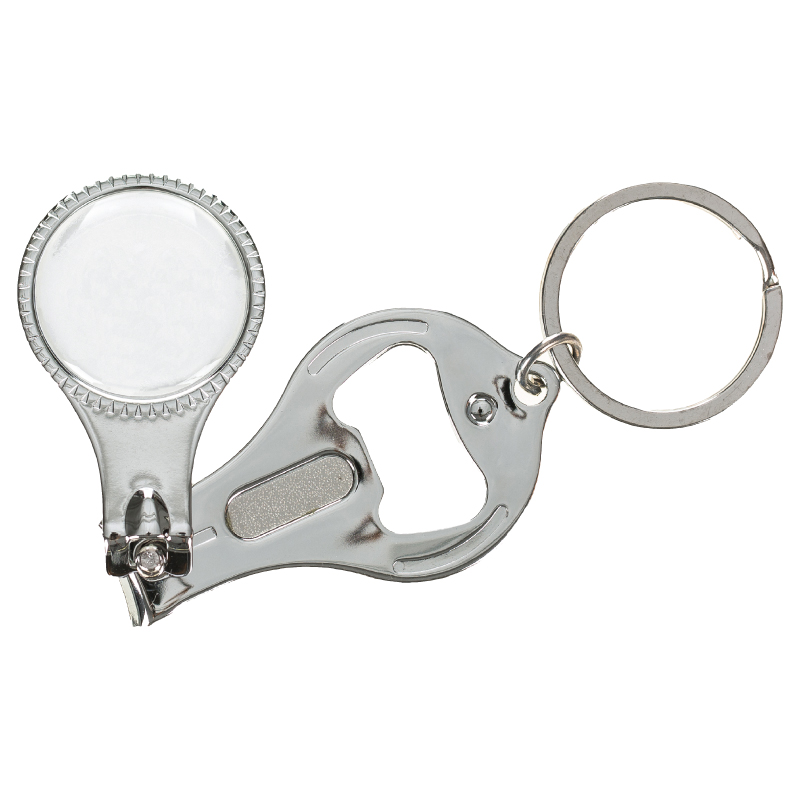 White & Silver color option for Round Nail Clipper W/Bottle Opener Keyring